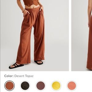 Free People Roxanne set pants in desert topaz, size M.